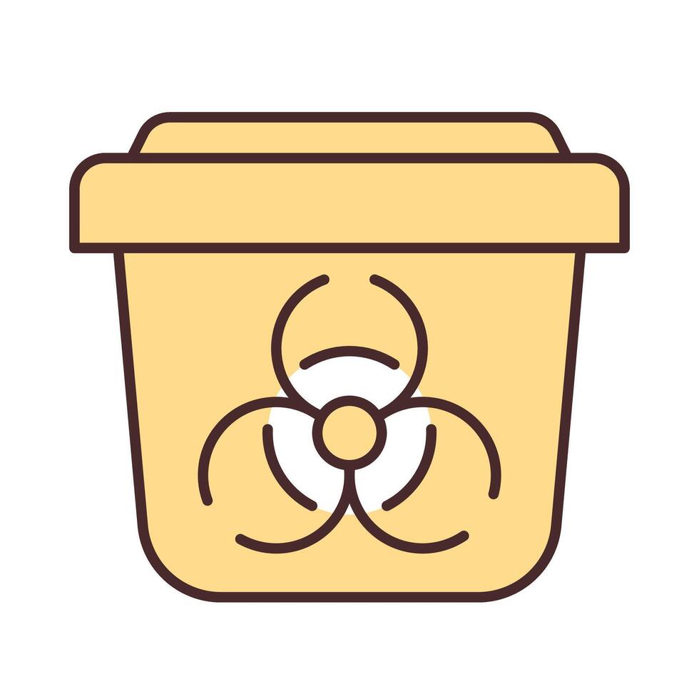 Biohazard container line color icon. Biomedical waste containment. Regulatory compliance, control. Danger labeling. Isolated illustration. Flat colorful symbol design. Editable stroke vector