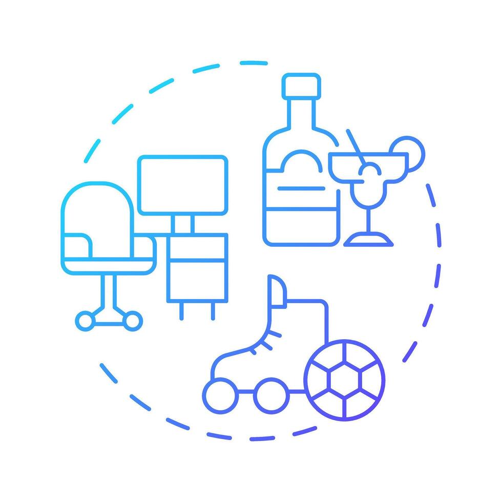 Work hard play harder blue gradient concept icon. Dedication, efforts. Life balance. Round shape line illustration. Abstract idea. Graphic design. Easy to use in infographic, presentation vector