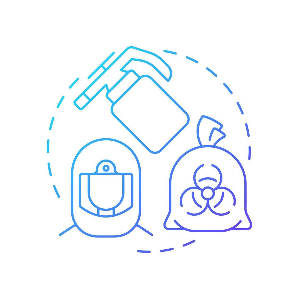 Chemical disinfection blue gradient concept icon. Biomedical waste. Biohazard protective gear, disinfectants. Round shape line illustration. Abstract idea. Graphic design. Easy to use in article vector