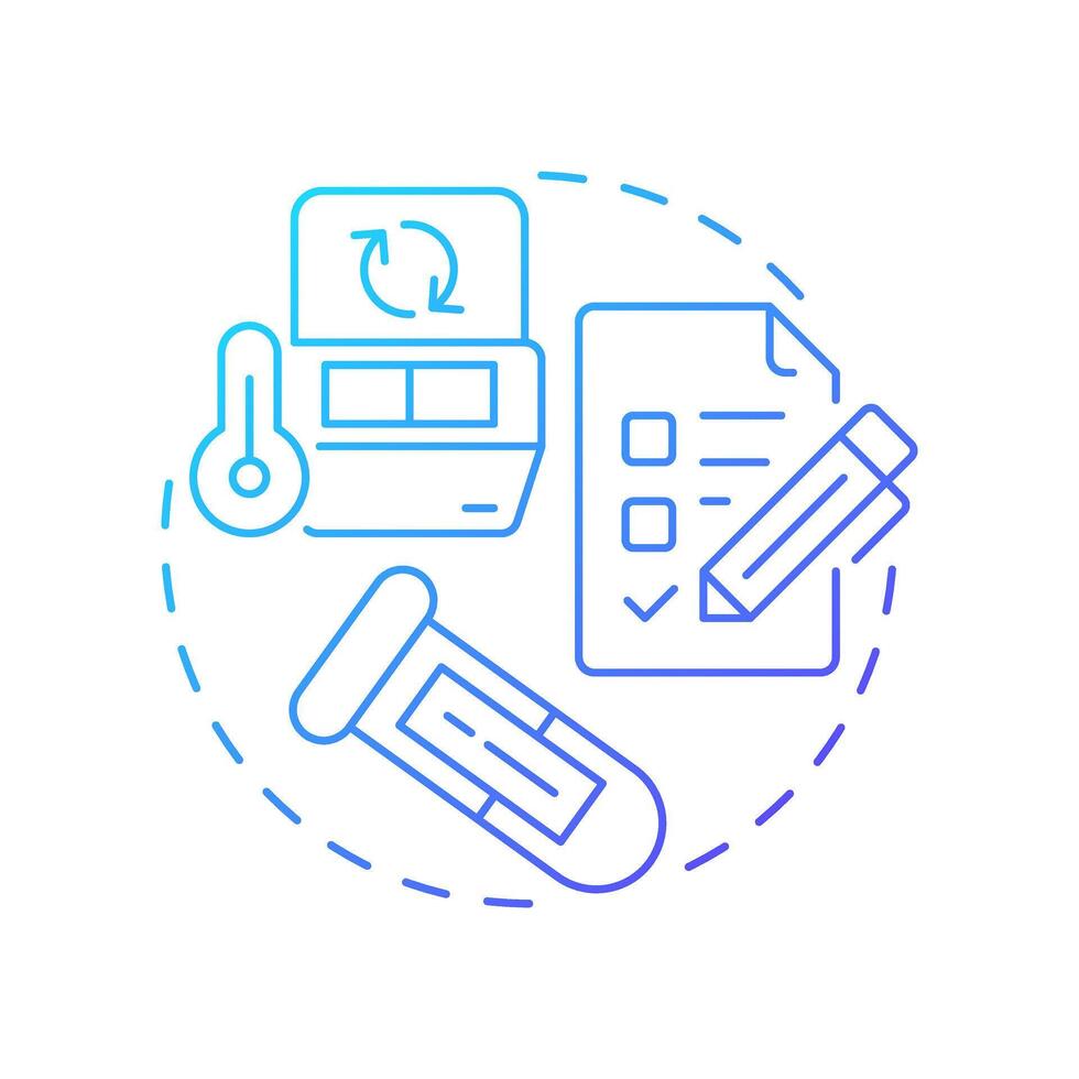 Specimen processing blue gradient concept icon. Prepare materials for storage and analysis. Bio samples lifestyle. Round shape line illustration. Abstract idea. Graphic design. Easy to use in article vector