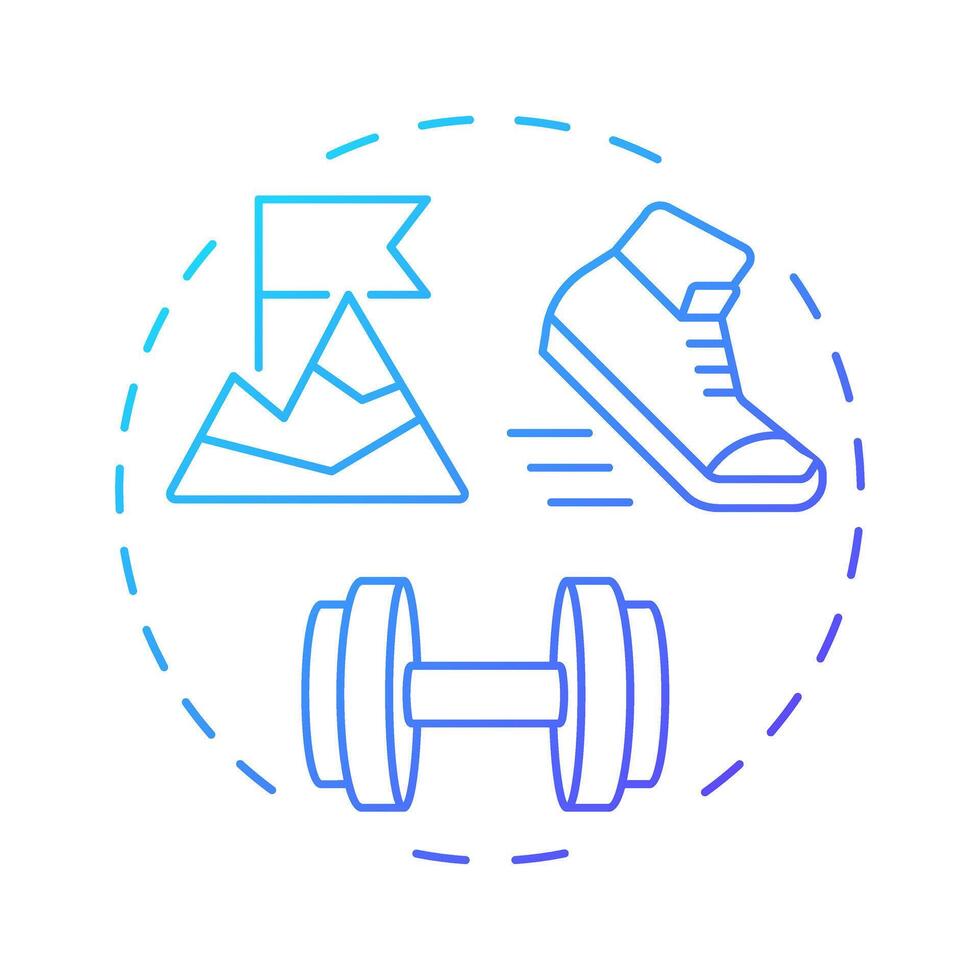 No pain no gain blue gradient concept icon. Personal growth. Training motivation, workout. Round shape line illustration. Abstract idea. Graphic design. Easy to use in infographic, presentation vector