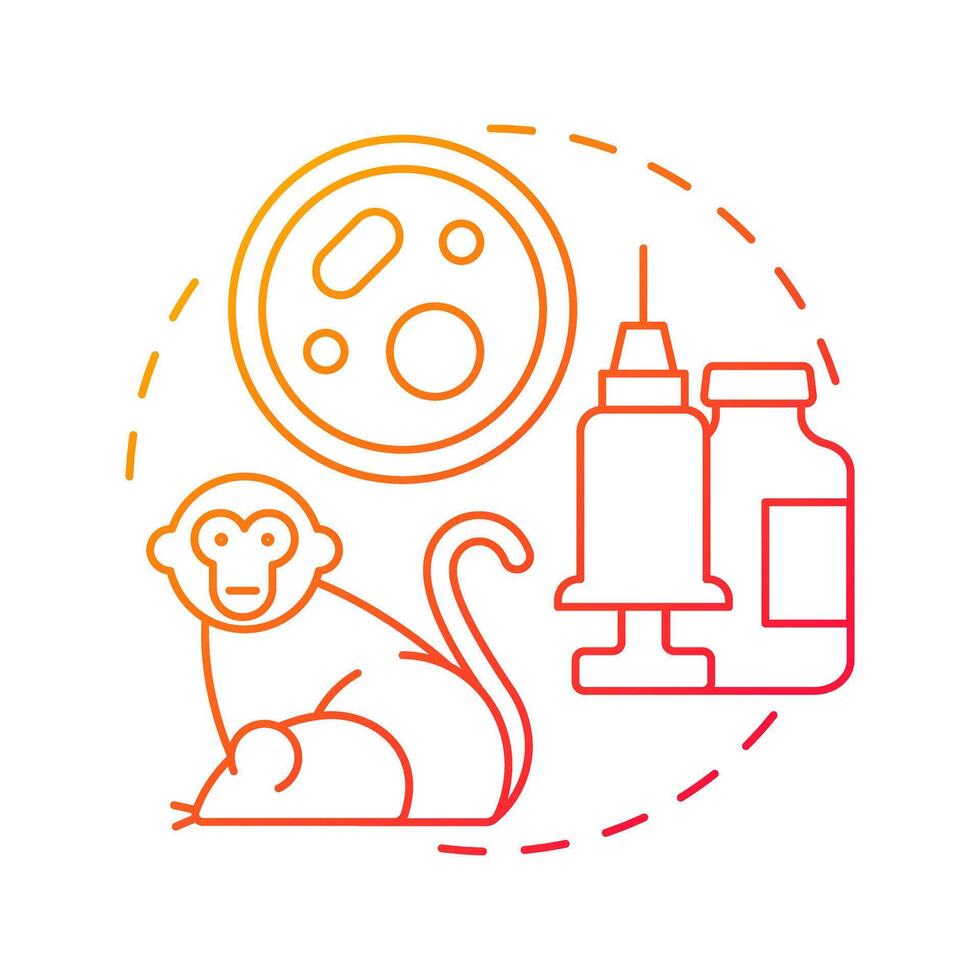 Veterinary red gradient concept icon. Laboratory samples, bio cultures. Animal biomedical waste. Round shape line illustration. Abstract idea. Graphic design. Easy to use in presentation, article vector