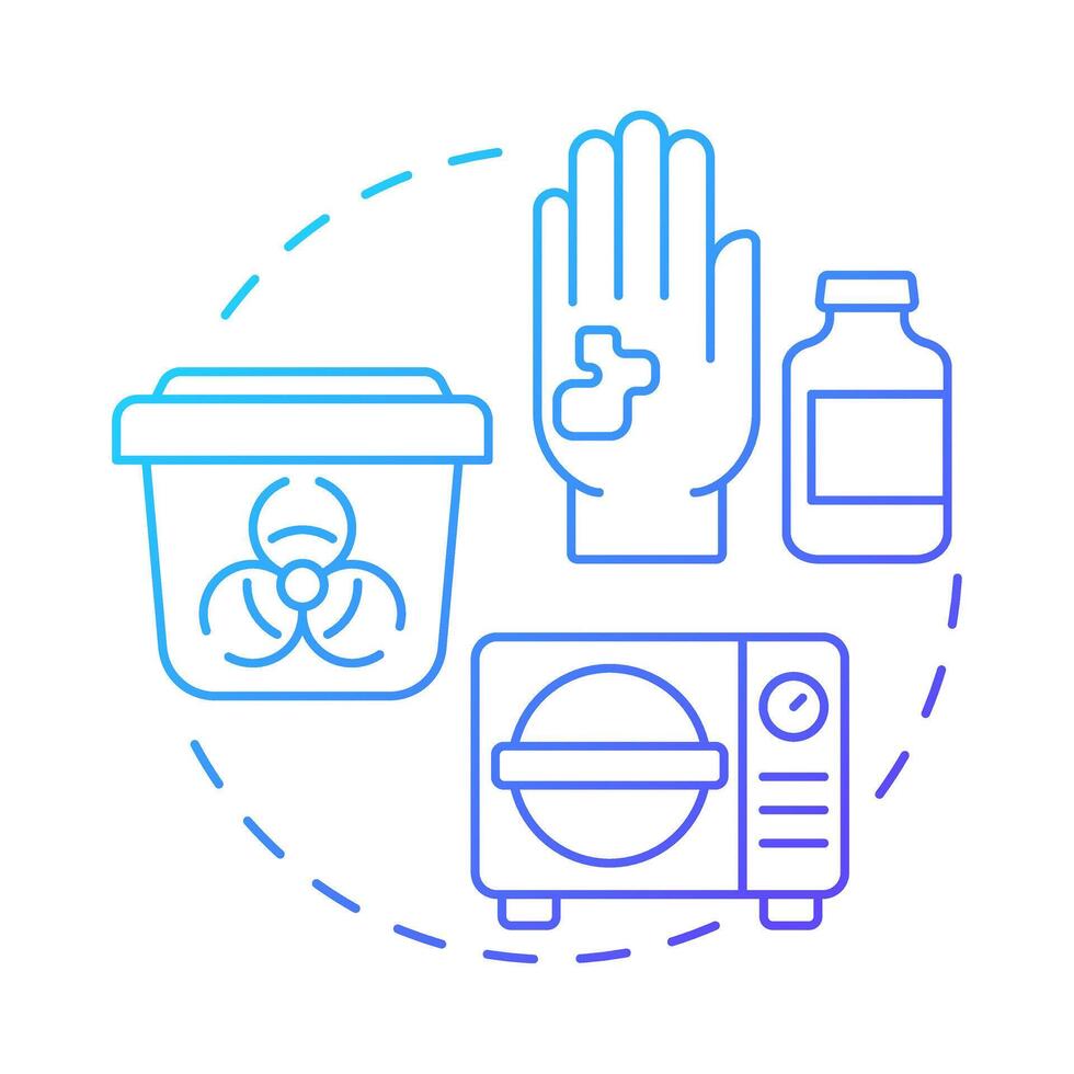 Autoclaving blue gradient concept icon. Steam sterilization. Infectious waste. biohazard. Round shape line illustration. Abstract idea. Graphic design. Easy to use in presentation, article vector