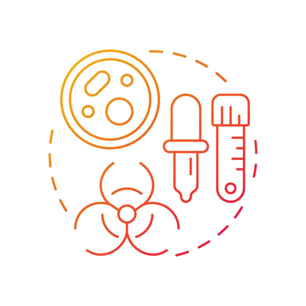 Laboratory waste red gradient concept icon. Microbiological cultures. Biohazard, infection. Round shape line illustration. Abstract idea. Graphic design. Easy to use in presentation, article vector