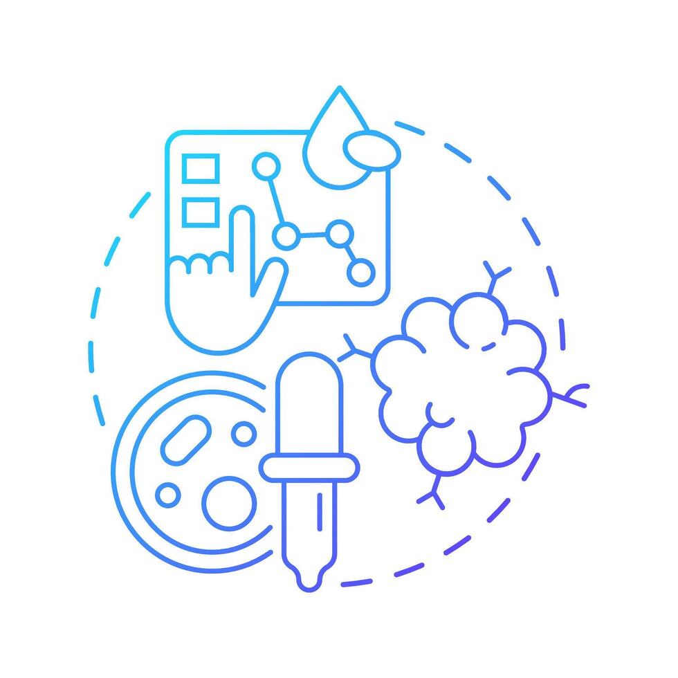 Cell biobanks blue gradient concept icon. Biorepository of organic specimens. Therapeutic and research purposes. Round shape line illustration. Abstract idea. Graphic design. Easy to use in article vector