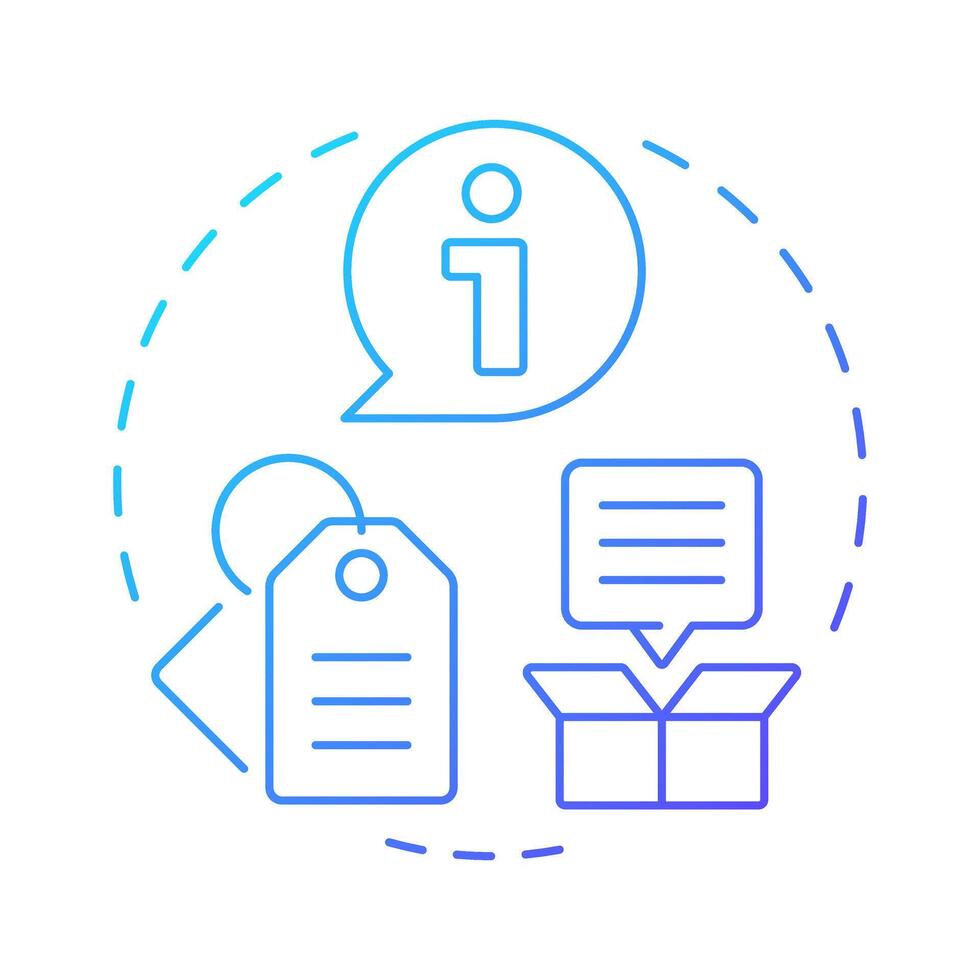 Basic product details blue gradient concept icon. Essential attributes of identification. Goods data sheet. Round shape line illustration. Abstract idea. Graphic design. Easy to use in presentation vector