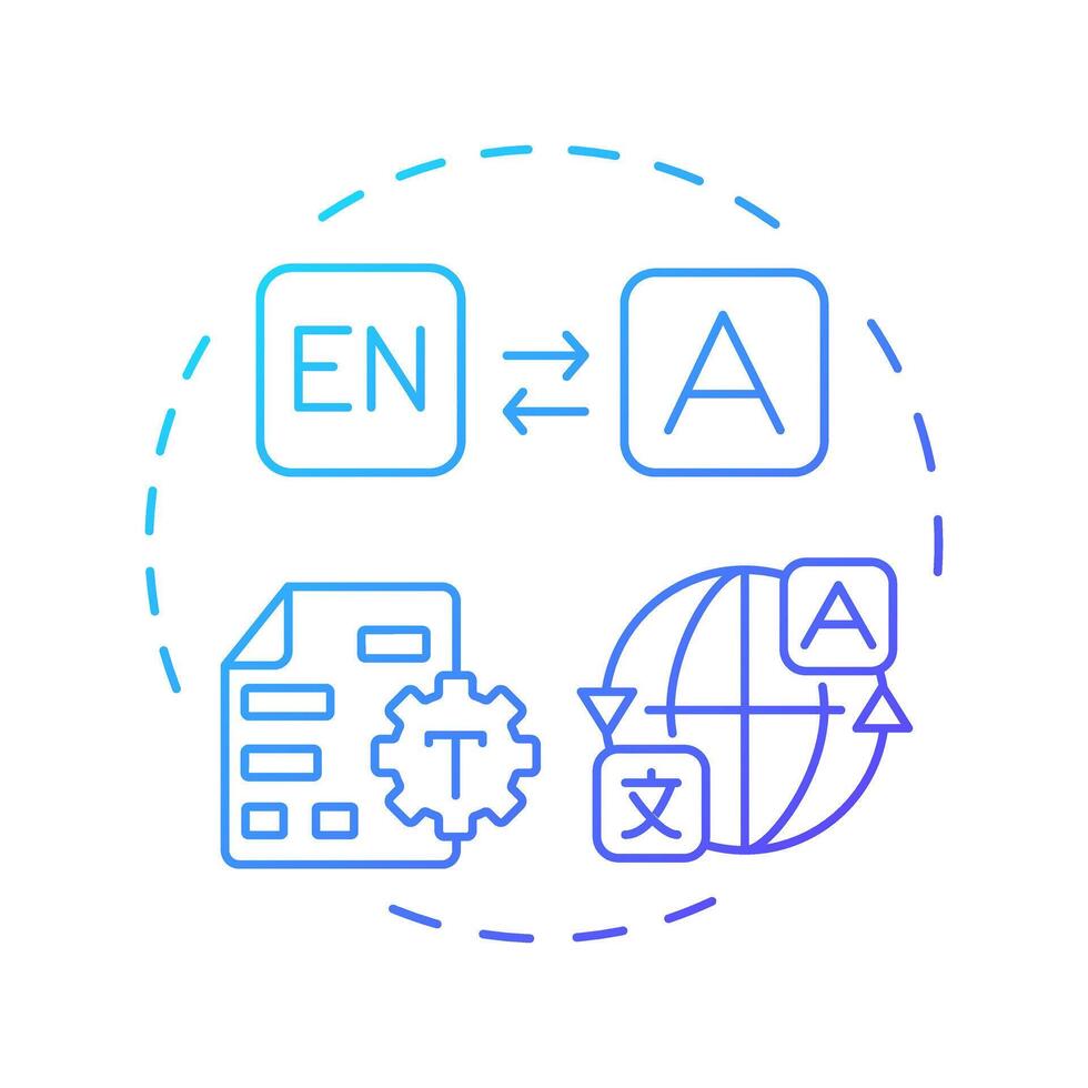 Localized data blue gradient concept icon. Adaption for markets, regions, languages. Key product information. Round shape line illustration. Abstract idea. Graphic design. Easy to use in presentation vector