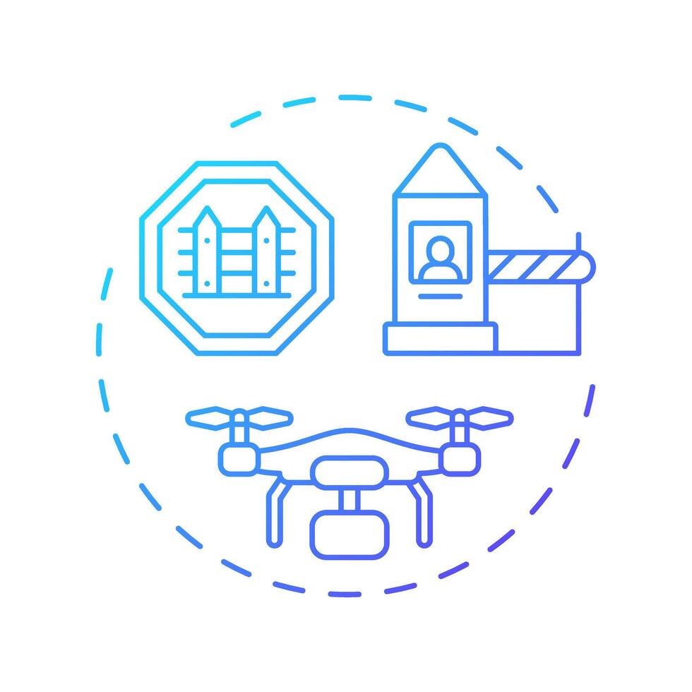 Border surveillance blue gradient concept icon. IBM strategy. National security methods improvement. Round shape line illustration. Abstract idea. Graphic design. Easy to use in presentation vector