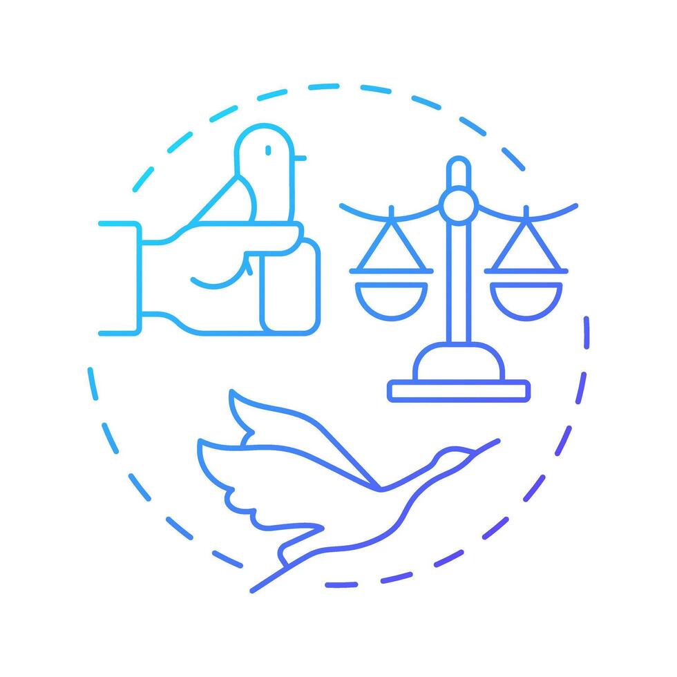 Bird in hand worth two in bush blue gradient concept icon. Value, balance. Metaphor, success. Round shape line illustration. Abstract idea. Graphic design. Easy to use in infographic, presentation vector