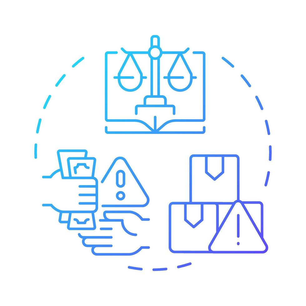 Anti corruption blue gradient concept icon. Officials work control technology. Goal of IBM. Round shape line illustration. Abstract idea. Graphic design. Easy to use in promotional material vector