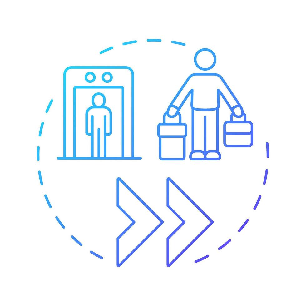 Smoother border crossings blue gradient concept icon. Travel. Benefit of boundaries management. Round shape line illustration. Abstract idea. Graphic design. Easy to use in promotional material vector