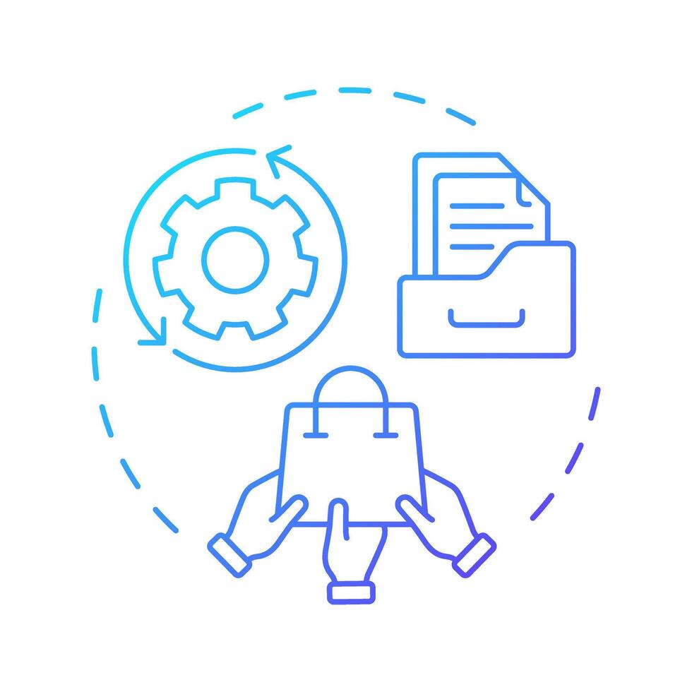 Product information management blue gradient concept icon. Centralized data collecting system. E commerce. Round shape line illustration. Abstract idea. Graphic design. Easy to use in presentation vector