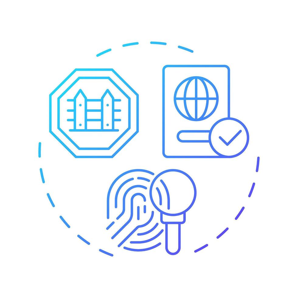 Travel document security blue gradient concept icon. Strict ID verification protocols. Goal of IBM. Round shape line illustration. Abstract idea. Graphic design. Easy to use in presentation vector