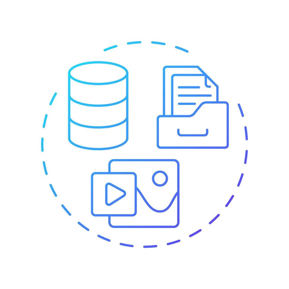 Digital assets management blue gradient concept icon. E commerce data storage system. Feature of PIM. Round shape line illustration. Abstract idea. Graphic design. Easy to use in presentation vector
