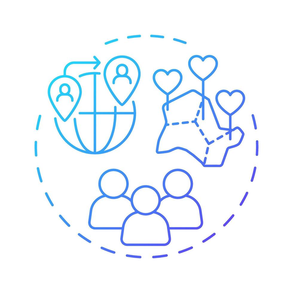 Management of migration flows blue gradient concept icon. National security. Benefit of border regulation. Round shape line illustration. Abstract idea. Graphic design. Easy to use in presentation vector