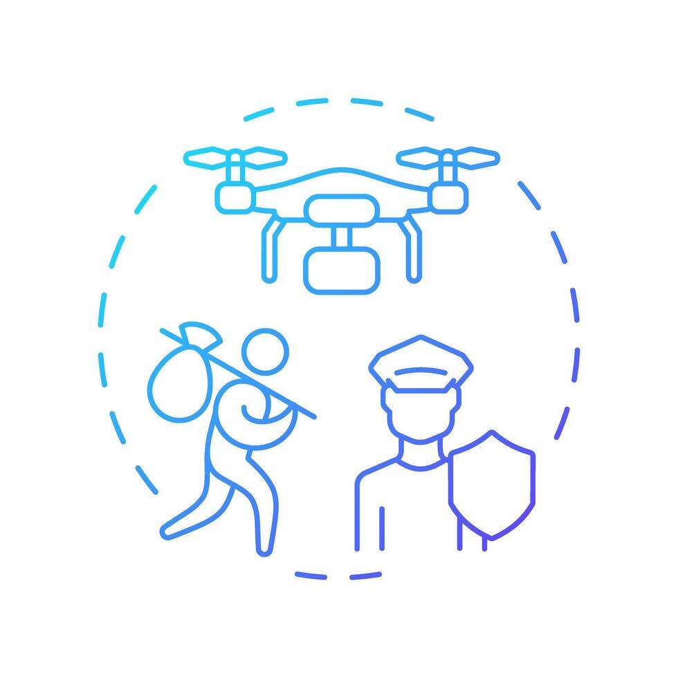 Prevention of illegal immigration blue gradient concept icon. Movement across borders. Goal of IBM. Round shape line illustration. Abstract idea. Graphic design. Easy to use in promotional material vector