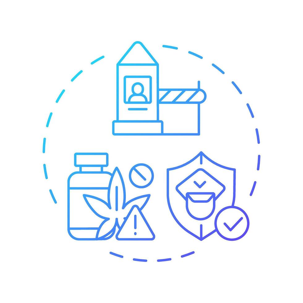 Prevention of cross border crime blue gradient concept icon. Countering drug trafficking. Goal of IBM. Round shape line illustration. Abstract idea. Graphic design. Easy to use in promotional material vector