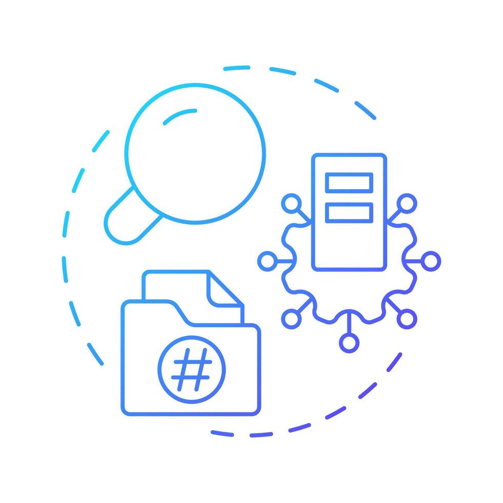 Product data enrichment blue gradient concept icon. Additional attributes of e commerce goods. Feature of PIM. Round shape line illustration. Abstract idea. Graphic design. Easy to use in presentation vector