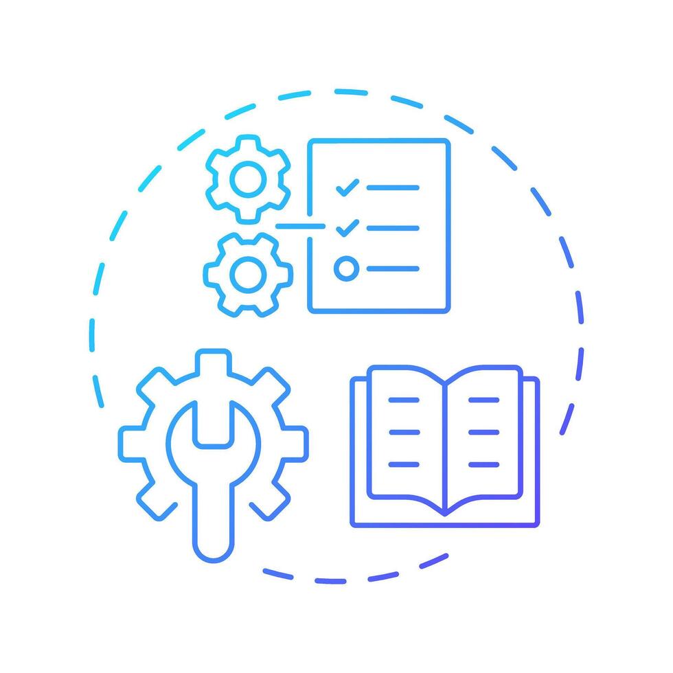 Product documents blue gradient concept icon. Instructions, manuals, certificates. Key goods information. Round shape line illustration. Abstract idea. Graphic design. Easy to use in presentation vector