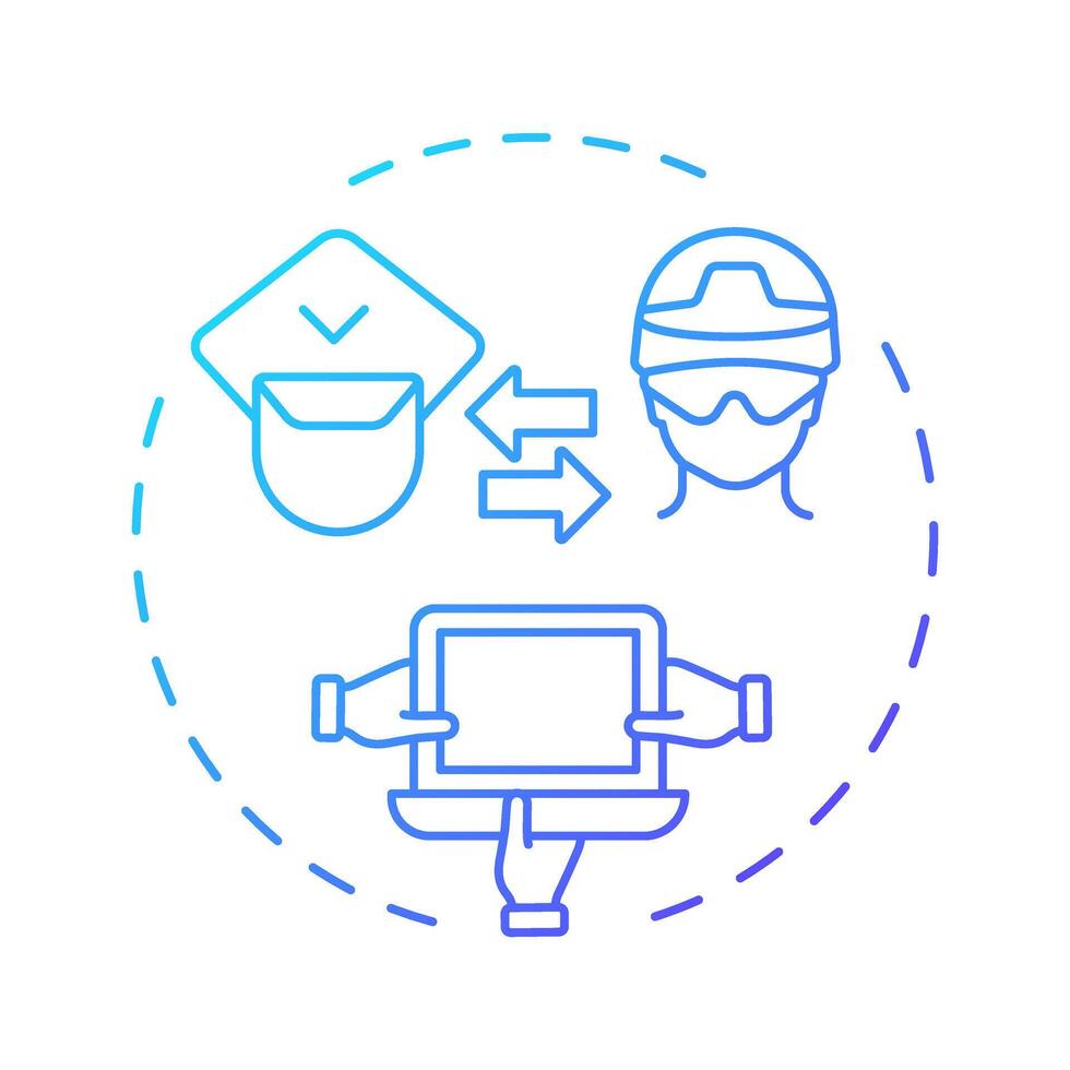 Inter agency cooperation blue gradient concept icon. Collaboration between agencies. IBM coordination. Round shape line illustration. Abstract idea. Graphic design. Easy to use in promotional material vector