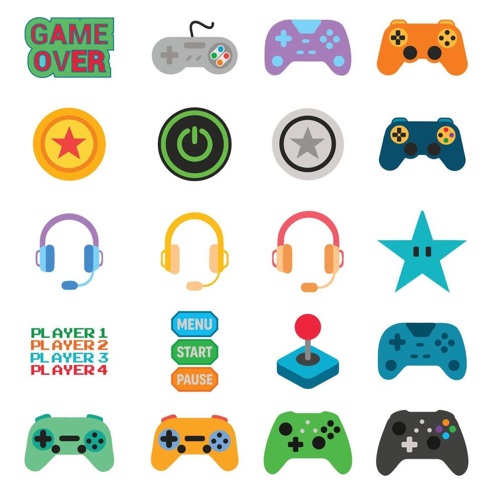 bundle of game icon illustration, Gamer Digital File, Gaming Equipment Clipart, Game Lover Design sublimation vector