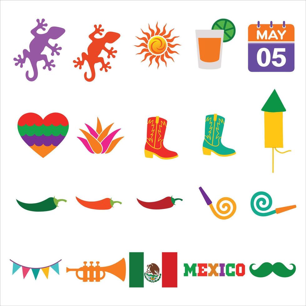 pack of mexico Cinco de Mayo day illustration, 5th may happy Cinco de Mayo festival design sublimation vector