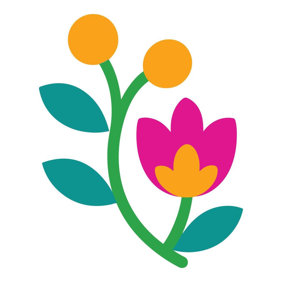 Otomi Mexican Flower Illustration with Fiesta Inspired Bright and Colorful Floral Art for Creative Projects vector