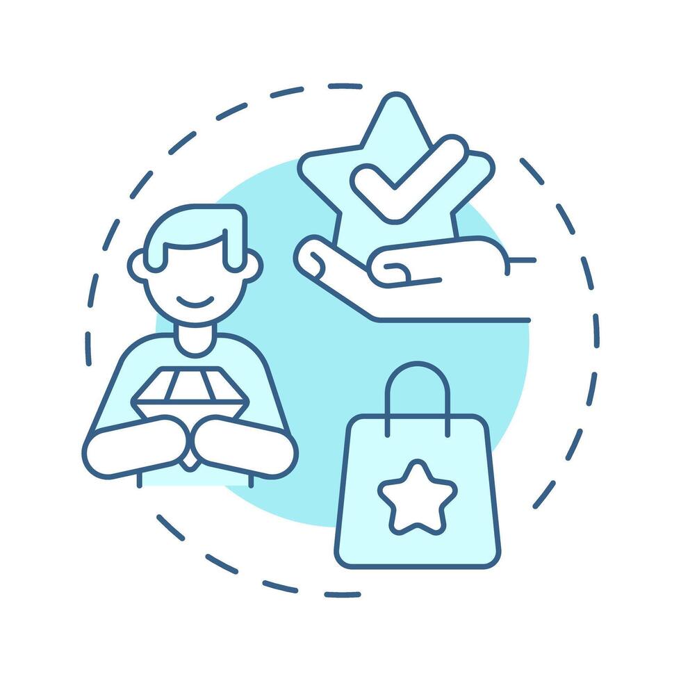 Esteem value soft blue concept icon. Service quality, product. Customer satisfaction. Round shape line illustration. Abstract idea. Graphic design. Easy to use in infographic, presentation vector