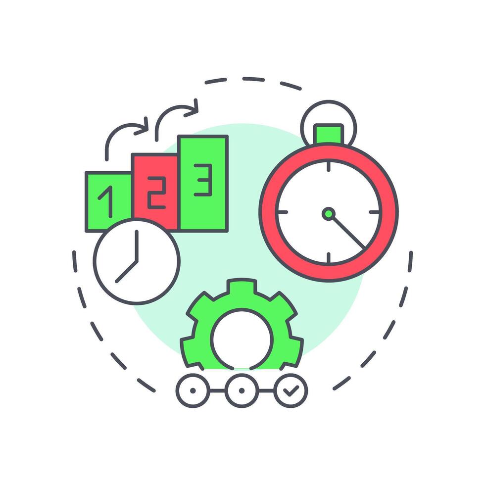 Progress iteratively with feedback multi color concept icon. Efficiency, productivity. Round shape line illustration. Abstract idea. Graphic design. Easy to use in blog post, presentation vector