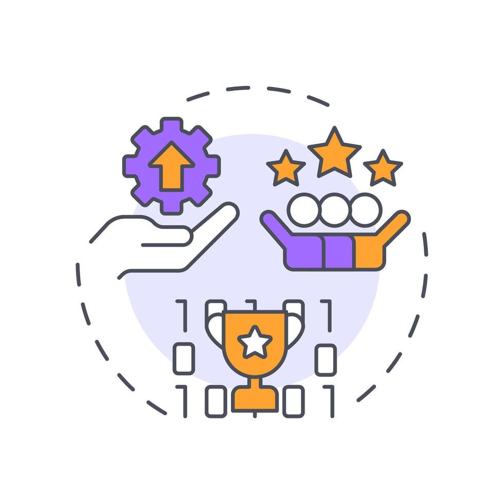 Improves service delivery multi color concept icon. Teamwork organization, customer satisfaction. Round shape line illustration. Abstract idea. Graphic design. Easy to use in blog post vector