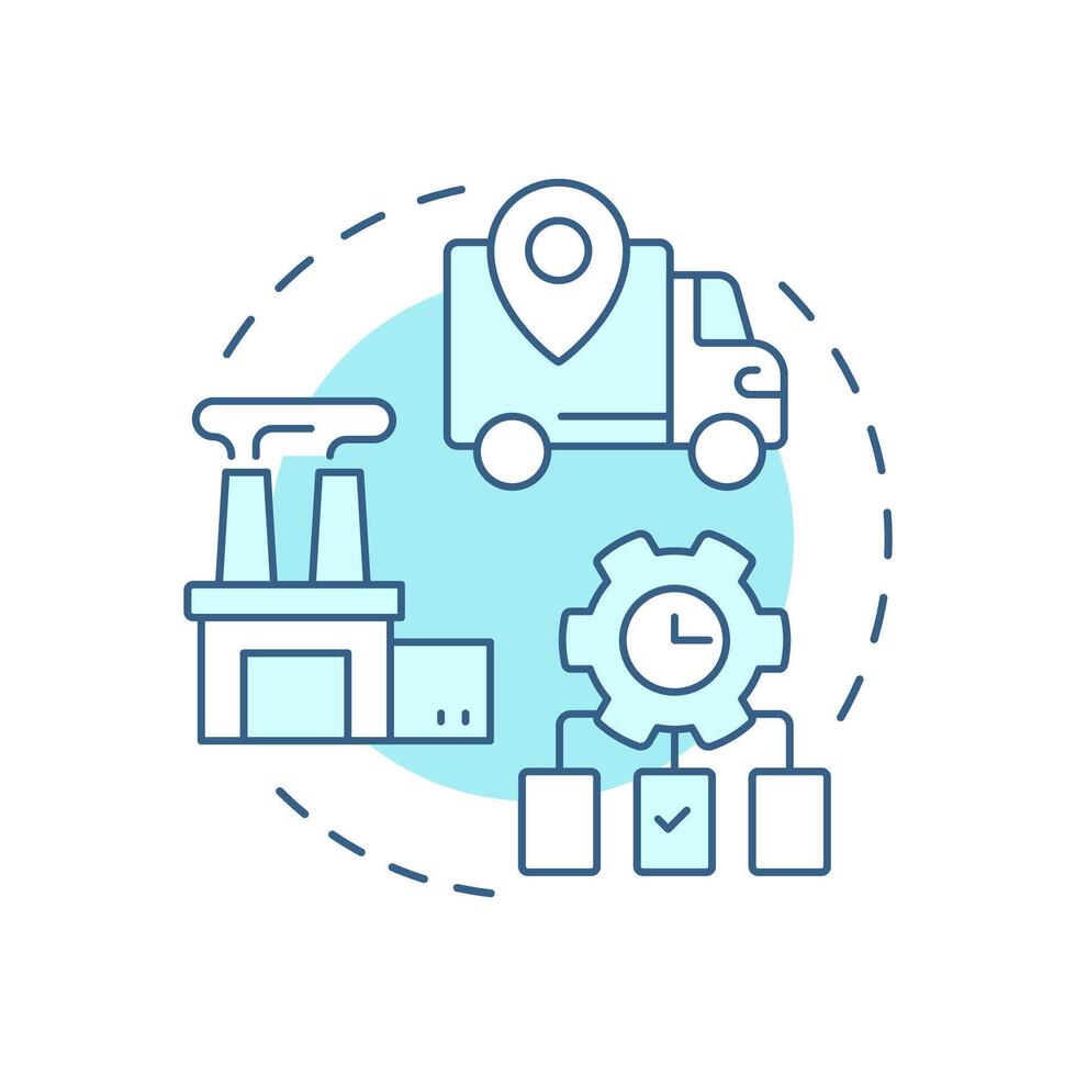 Value stream mapping soft blue concept icon. Process map. Manufacturing, distribution. Round shape line illustration. Abstract idea. Graphic design. Easy to use in infographic, presentation vector