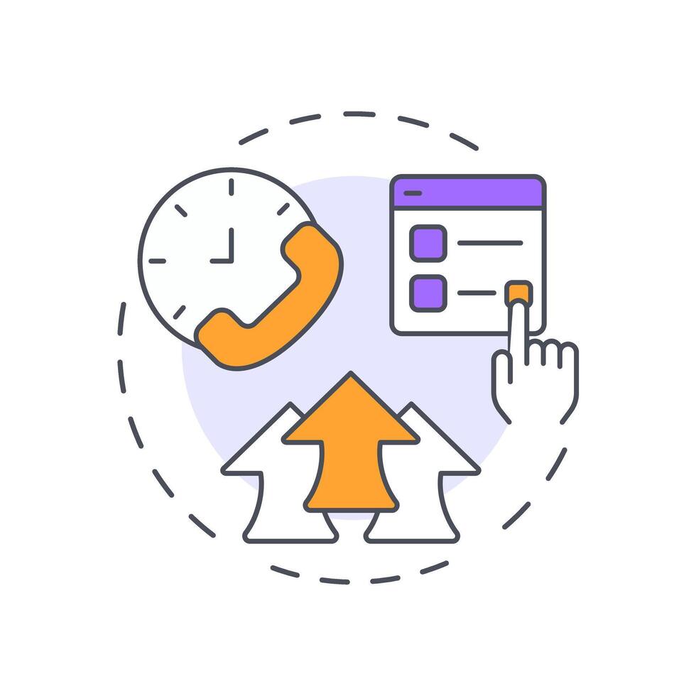Improved it support multi color concept icon. Customer service, experience. Resolution time. Round shape line illustration. Abstract idea. Graphic design. Easy to use in blog post, presentation vector