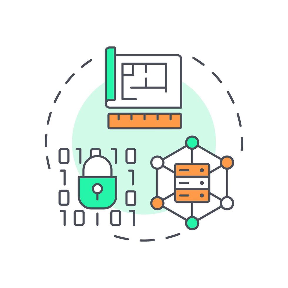 Service design multi color concept icon. Software development, programming. Source code, binary. Round shape line illustration. Abstract idea. Graphic design. Easy to use in blog post, presentation vector