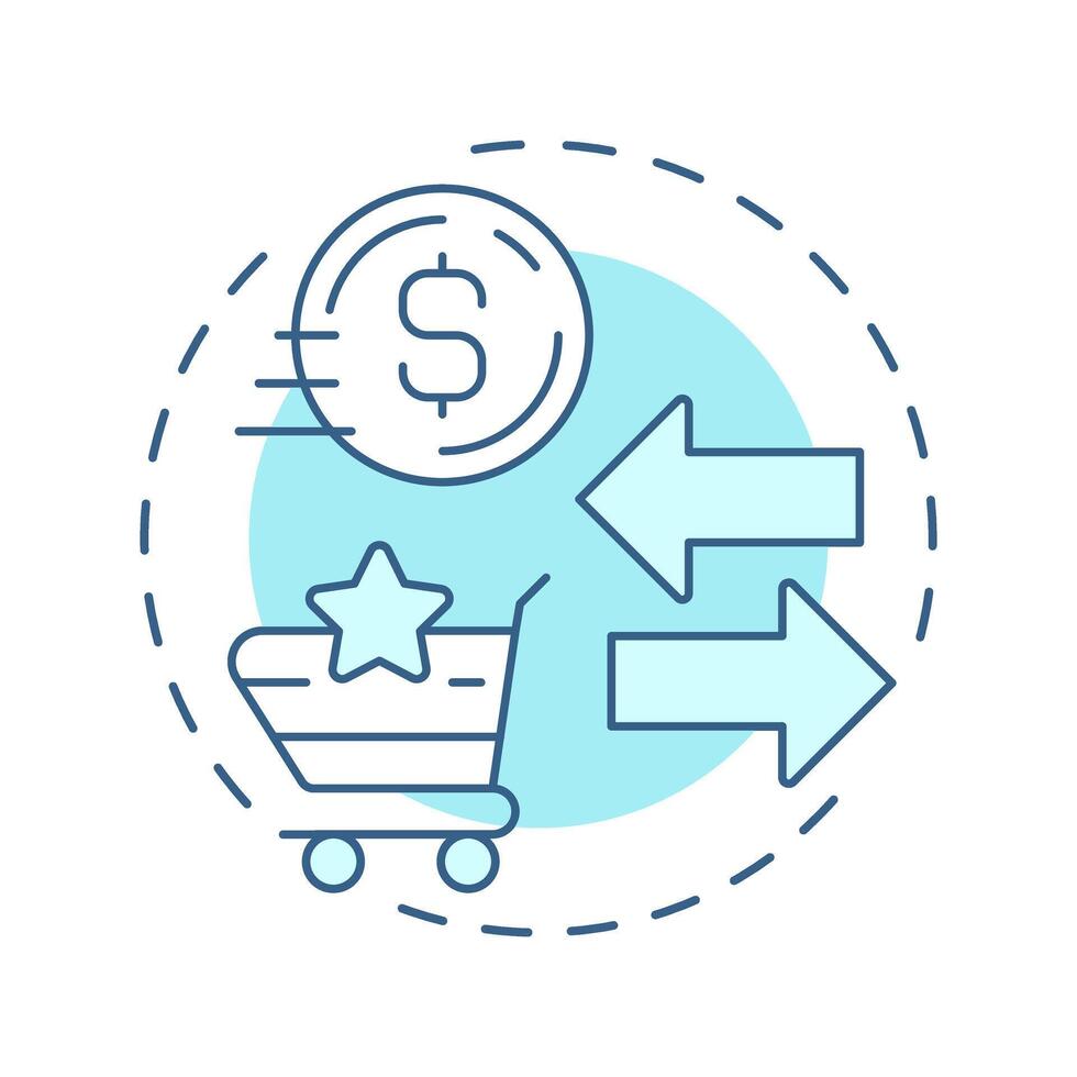 Exchange value soft blue concept icon. Market, transaction. Financial currency. Round shape line illustration. Abstract idea. Graphic design. Easy to use in infographic, presentation vector