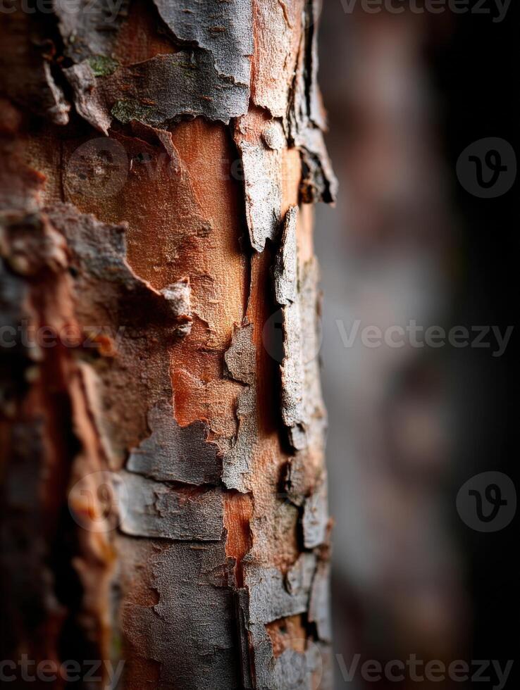 Close-up view of textured tree bark in natural light photo