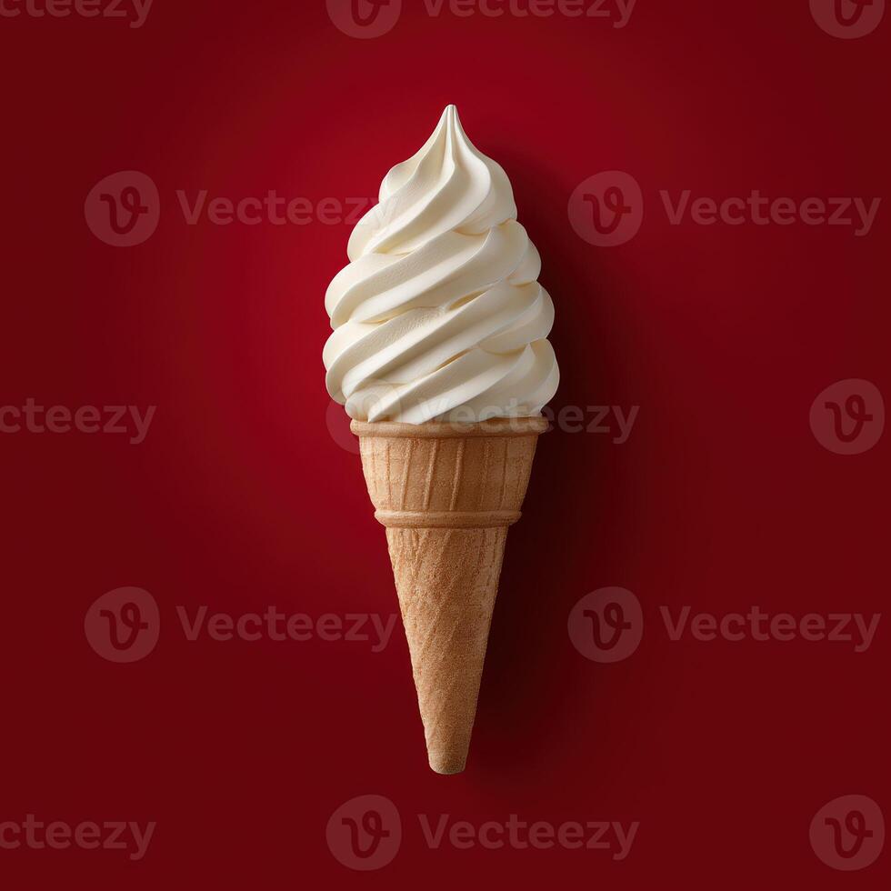 Enjoying a delicious soft serve ice cream cone photo