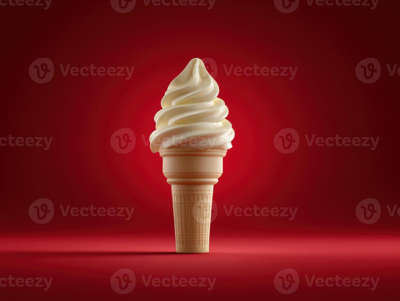 An ice cream cone on a red background photo