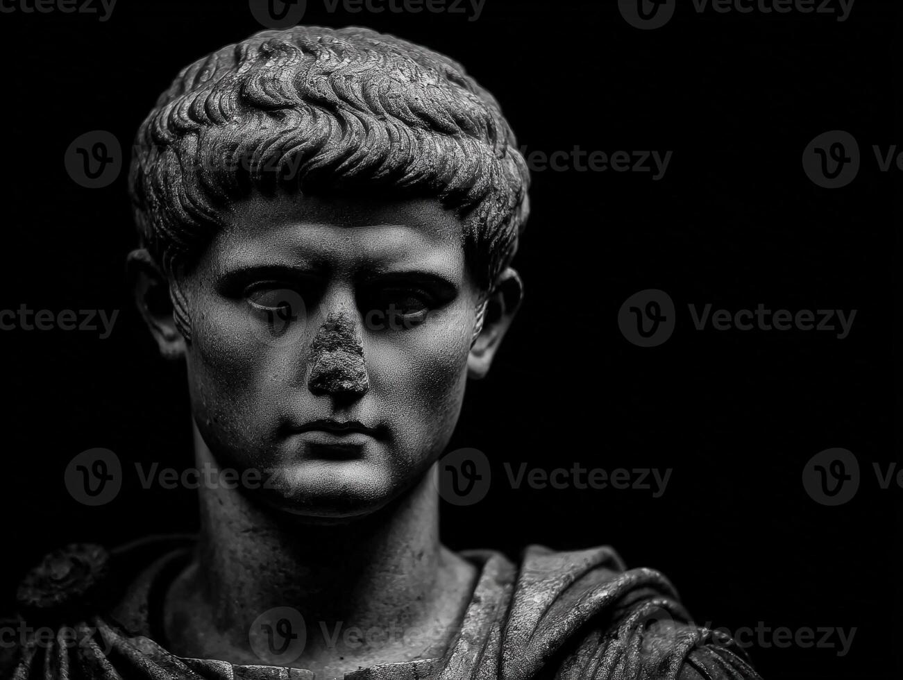 Stoic Roman sculpture depicting a regal figure with a thoughtful expression photo