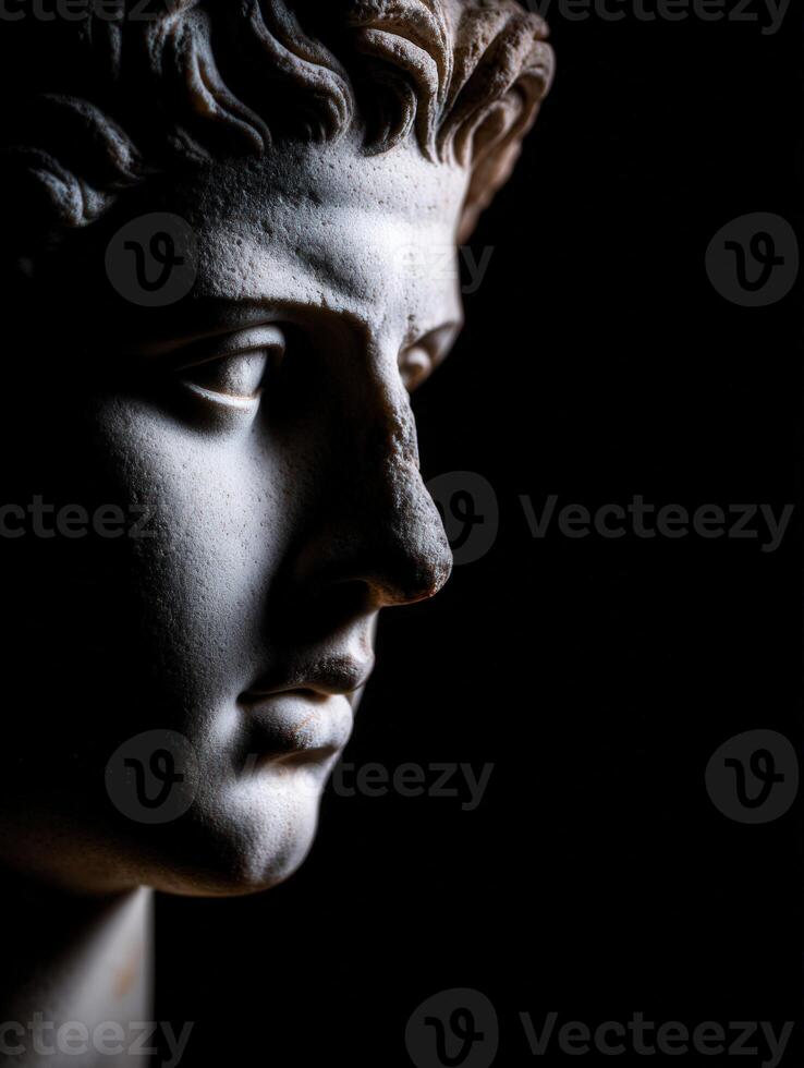 Stately Roman marble sculpture capturing the essence of stoicism and strength photo