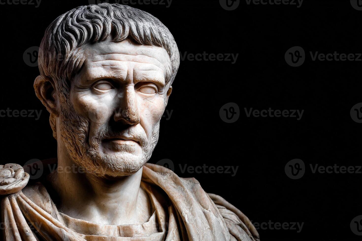 Marble bust of a stoic figure showcasing intricate details in expression photo