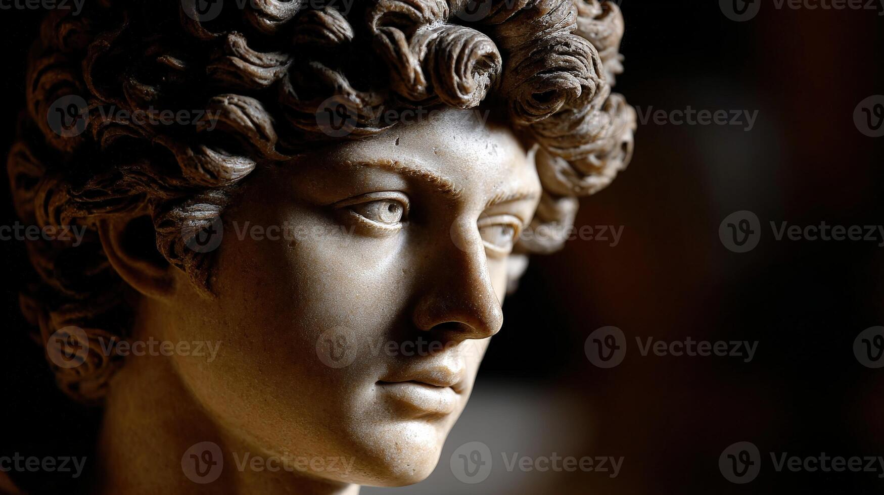 Ethereal stoic portrait of a young figure showcasing intricate details photo