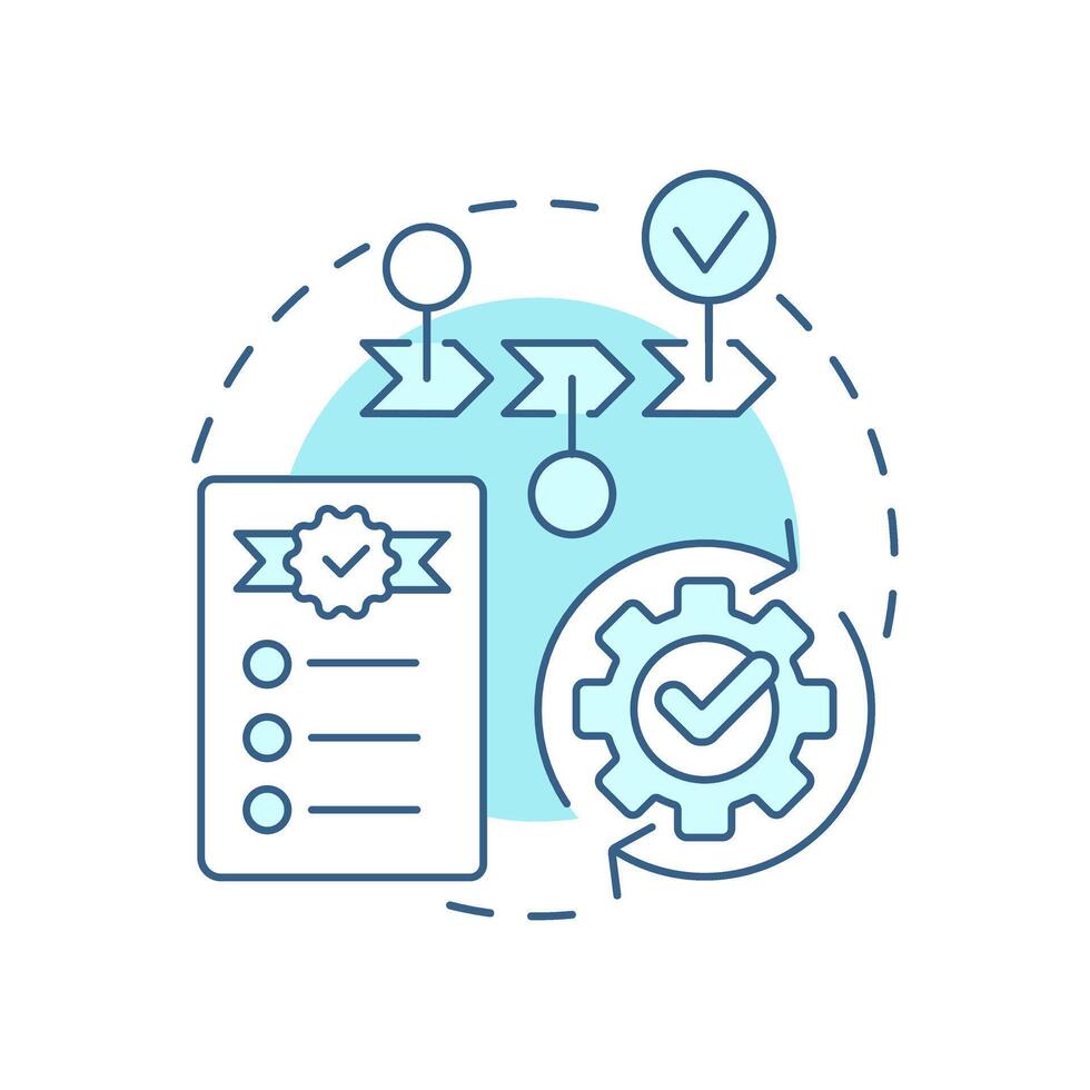Process workflow soft blue concept icon. Project management, tasks organization. Round shape line illustration. Abstract idea. Graphic design. Easy to use in advertising, marketing vector