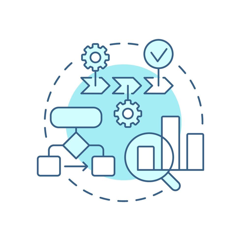 State machine workflow soft blue concept icon. Process planning. Statistical review. Round shape line illustration. Abstract idea. Graphic design. Easy to use in advertising, marketing vector
