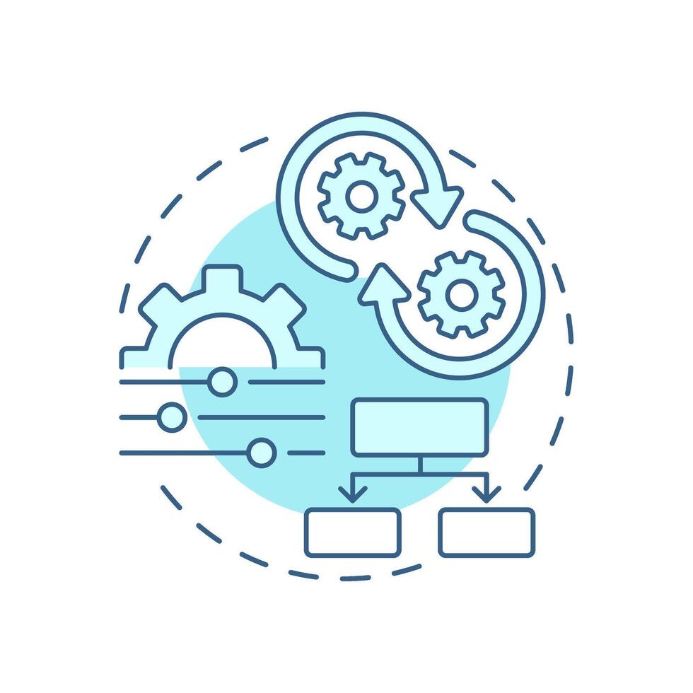 Parallel workflow soft blue concept icon. Process management. Efficiency, productivity. Round shape line illustration. Abstract idea. Graphic design. Easy to use in advertising, marketing vector