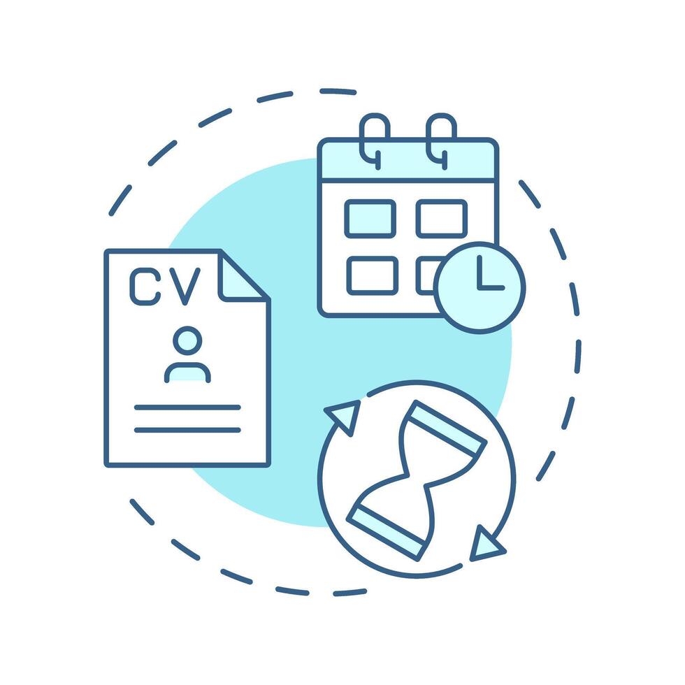 Time to fill soft blue concept icon. Closing important positions period. Hiring metric. HR management. Round shape line illustration. Abstract idea. Graphic design. Easy to use blog post vector