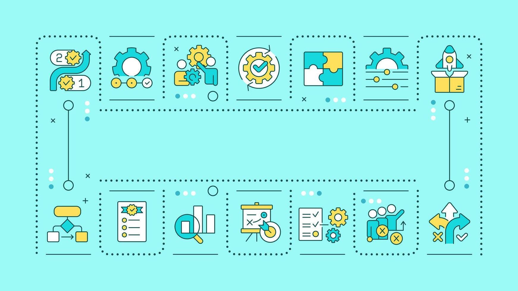Workflow cyan word concept. Process map. Efficiency management. Teamwork organization. Typography banner. Illustrationwith title text, editable icons color vector