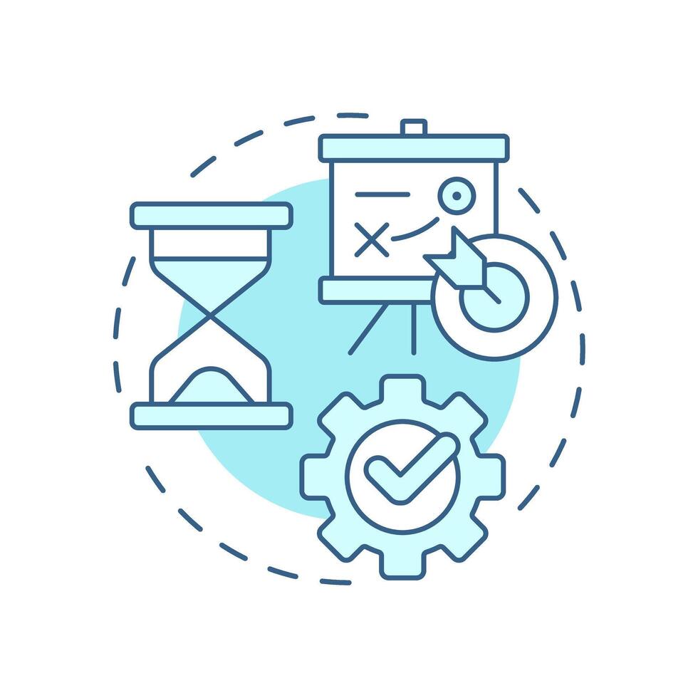 Project workflow soft blue concept icon. Business planning, strategy. Time management. Round shape line illustration. Abstract idea. Graphic design. Easy to use in advertising, marketing vector