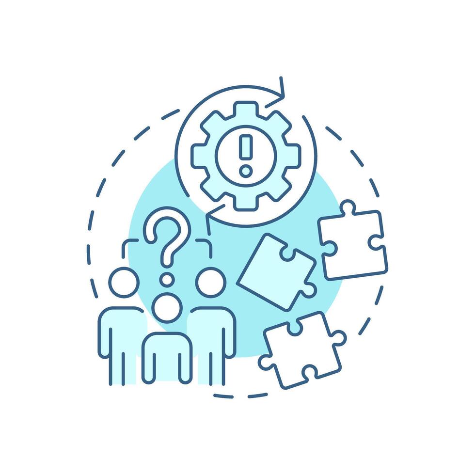 Inadequate collaboration soft blue concept icon. Teamwork, partnership. Problem solving. Round shape line illustration. Abstract idea. Graphic design. Easy to use in advertising, marketing vector