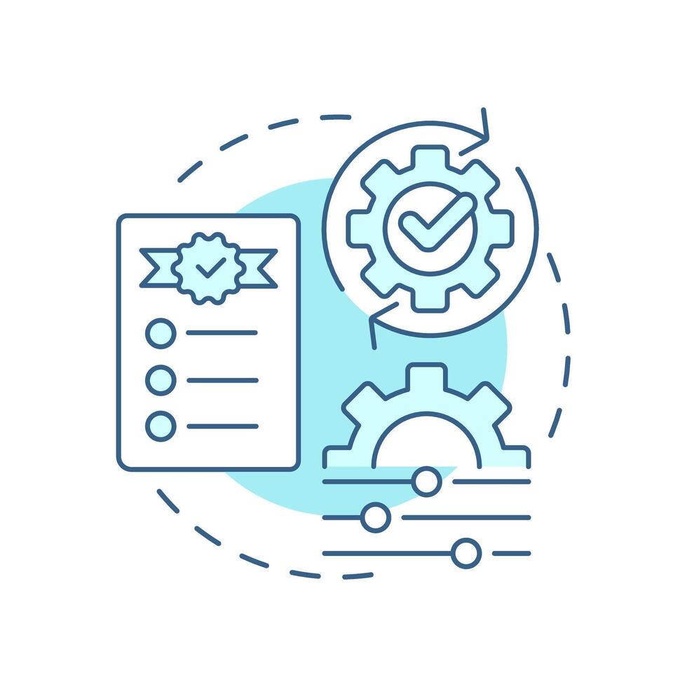Rules driven workflow soft blue concept icon. Checklist compliance, regulation. Product quality. Round shape line illustration. Abstract idea. Graphic design. Easy to use in advertising, marketing vector