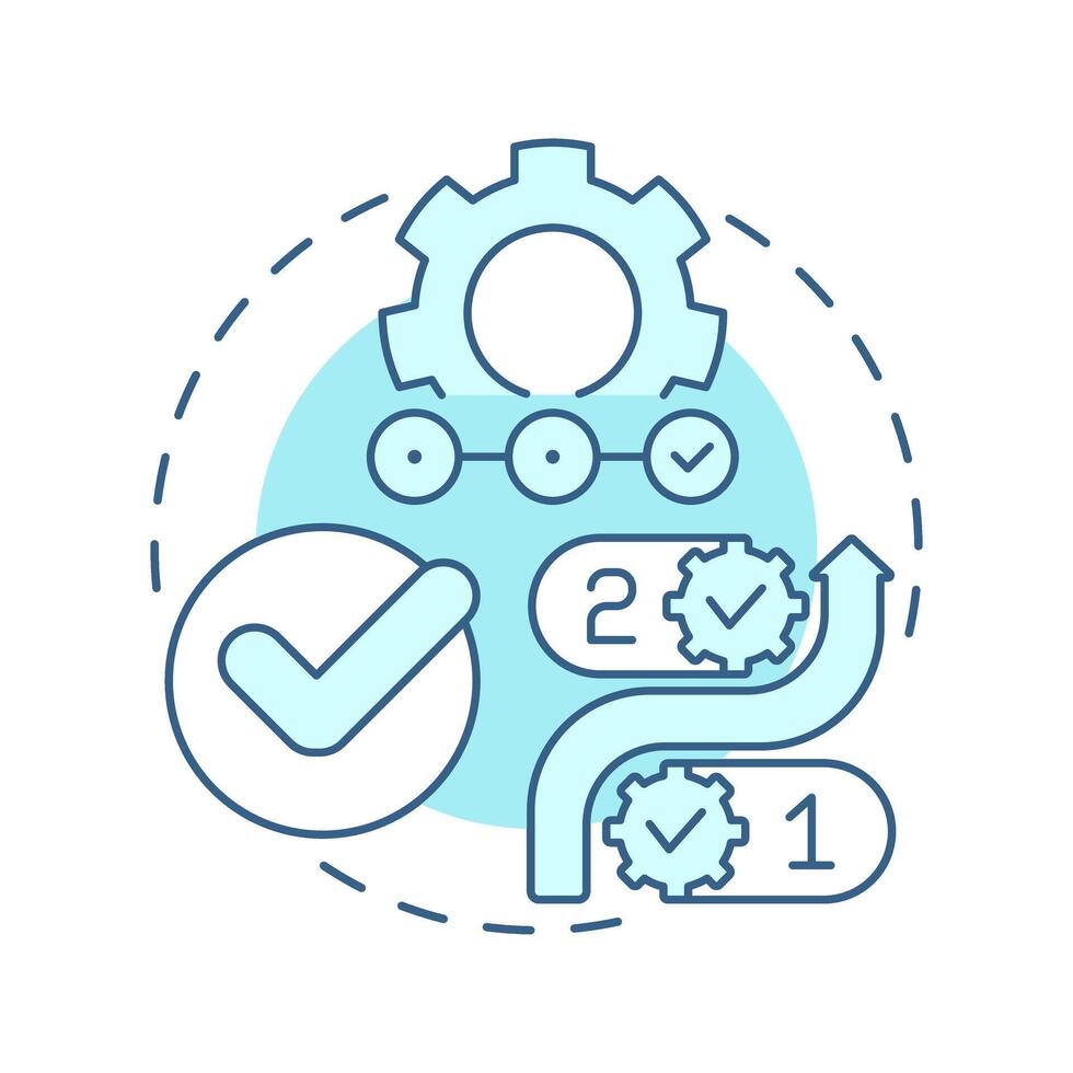 Tasks soft blue concept icon. Process map, technology. Productivity, performance. Round shape line illustration. Abstract idea. Graphic design. Easy to use in advertising, marketing vector